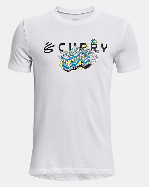Boys' Curry Trolly Short Sleeve in White image number 0
